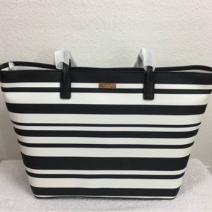 NWT New RARE Kate Spade Black White Shore Street Margareta BonBon Stripe Tote